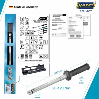 HAZET Drehmomentschlüssel 6291-2CT ∙ Drehmomentbereich min-max: 20 – 120 Nm ∙ Genauigkeit: 2% ∙ 9 x 12 mm Einsteck-Vierkant hohl Bild 4