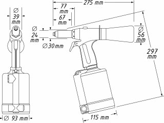 HAZET Blindniet Pistole 9037N-2 ∙ Länge: 296,6 mm Bild 5