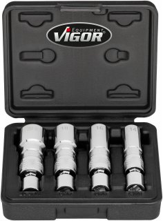 VIGOR Zündkerzen Steckschlüssel Satz ∙ V7002/4 ∙ 3/8 Zoll (10 mm) Vierkant hohl ∙ Außen Doppelsechskant Profil ∙ 4-teilig ∙ 14 ∙ Bild 6