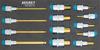 HAZET Schraubendreher-Steckschlüsseleinsatz Satz 163-220/13 ∙ 1/2 Zoll (12,5 mm) Vierkant hohl ∙ Innen Sechskant Profil ∙ 13-tei Bild 1