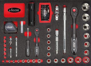 VIGOR Werkzeugkoffer ∙ universal ∙ V2542 ∙ 1/4 Zoll (6,3 mm) Vierkant hohl | 1/2 Zoll (12,5 mm) Vierkant hohl | 1/4 Zoll (6,3 mm)  Bild 5