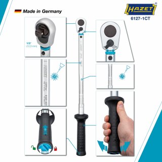 HAZET Drehmomentschlüssel ∙ US-STANDARD 6127-1CT ∙ Drehmomentbereich min-max: 54.2 – 271.2 Nm ∙ lbf min-max: 40 – 200 lbf.ft  ∙  Bild 3