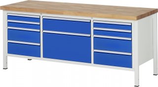 Werkbank höhenverstellbar 8755A2 | B2000xT700xH840-1040mm | 10xSchublade-TA Bild 1
