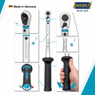 HAZET Drehmomentschlüssel ∙ US-STANDARD 6115-1CT ∙ Drehmomentbereich min-max: 27.1 – 135.6 Nm ∙ lbf min-max: 20 – 100 lbf.ft  ∙  Bild 3