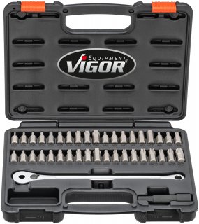 VIGOR Ratschenschlüssel ∙ Bit Satz ∙ V7784 ∙ 3/8 Zoll (10 mm) Sechskant massiv ∙ Tamper Resistant TORX® Profil | Innen TORX® Prof Bild 6