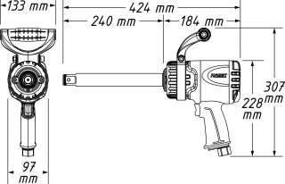HAZET Twin Turbo Schlagschrauber ∙ lange Spindel 9014LGTT ∙ Lösemoment maximal [Nm]: 3850 Nm ∙ 1 Zoll (25 mm) Vierkant massiv ∙  Bild 3