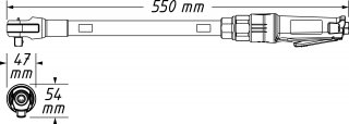 HAZET Ratschenschrauber ∙ extralang 9022P-XLG ∙ 1/2 Zoll (12,5 mm) Vierkant massiv ∙ Länge: 551 mm Bild 3