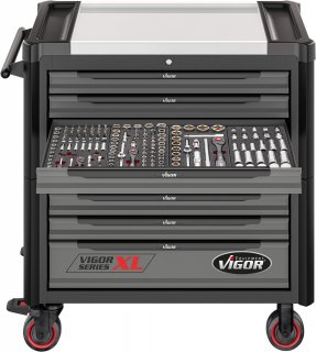 VIGOR Werkstattwagen Series XL ∙ Edelstahl-Arbeitsplatte ∙ mit Sortiment ∙ V4481-X/375 ∙ 375-teilig ∙ Anzahl Werkzeuge: 375 Bild 19