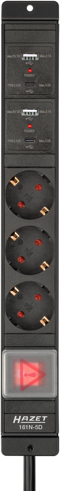 HAZET Steckdosenleiste 161N-5D ∙ L x B x H: 325 mm x 56 mm x 45 mm Bild 2