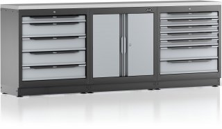VIGOR Schrankwand-Kombination ∙ Starter-Paket ∙ Edelstahl ∙ V6000-3P1XL-X ∙ L x B x H: 2588 mm x 500 mm x 1000 mm Bild 13