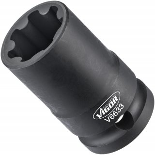 VIGOR Steckschlüsseleinsatz ∙ V6633 ∙ 1/2 Zoll (12,5 mm) Vierkant hohl ∙ Rillenprofil ∙ SW 22 mm Bild 1