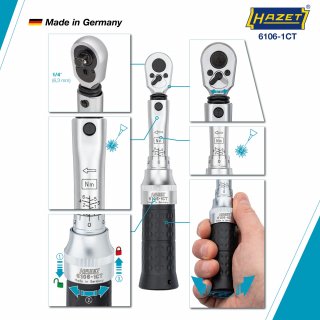 HAZET Drehmomentschlüssel mit DAkkS-Kalibrierschein 6106-1CTCAL ∙ Drehmomentbereich min-max: 1 – 6 Nm ∙ Genauigkeit: 4% ∙ 1/4 Zo Bild 4