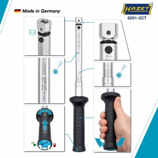 HAZET Drehmomentschlüssel 6291-2CT ∙ Drehmomentbereich min-max: 20 – 120 Nm ∙ Genauigkeit: 2% ∙ 9 x 12 mm Einsteck-Vierkant hohl Bild 3