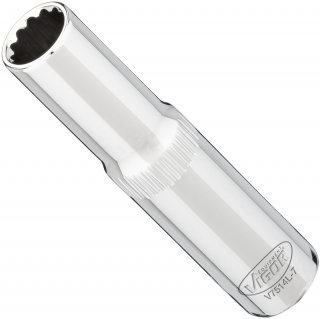 VIGOR Doppelsechskant Steckschlüsseleinsatz ∙ lang ∙ V7514L-7 ∙ 1/4 Zoll (6,3 mm) Vierkant hohl ∙ Außen Doppelsechskant Profil ∙ Bild 2