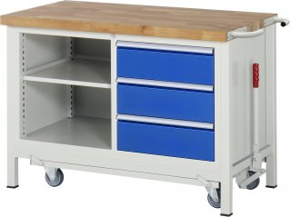 Werkbank mit Fahrgestell 8462 | B1250xT700xH880mm | 3xSchublade-TA Bild 1