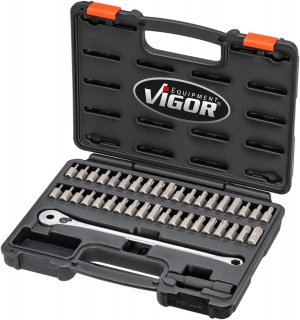 VIGOR Ratschenschlüssel ∙ Bit Satz ∙ V7784 ∙ 3/8 Zoll (10 mm) Sechskant massiv ∙ Tamper Resistant TORX® Profil | Innen TORX® Prof Bild 5