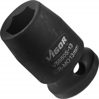 VIGOR Schlagschrauber Steckschlüsseleinsatz ∙ kurz ∙ V5550S-13 ∙ 1/2 Zoll (12,5 mm) Vierkant hohl ∙ Außen Sechskant Profil ∙ SW  Bild 3