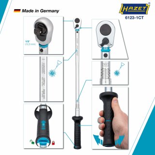 HAZET Drehmomentschlüssel mit DAkkS-Kalibrierschein 6123-1CTCAL ∙ Drehmomentbereich min-max: 60 – 320 Nm ∙ Genauigkeit: 2% ∙ 1/2 Bild 5
