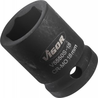 VIGOR Schlagschrauber Steckschlüsseleinsatz ∙ kurz ∙ V5550S-18 ∙ 1/2 Zoll (12,5 mm) Vierkant hohl ∙ Außen Sechskant Profil ∙ SW  Bild 3