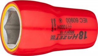 HAZET Steckschlüsseleinsatz ∙ schutzisoliert 880KV-18 ∙ 3/8 Zoll (10 mm) Vierkant hohl ∙ Außen Sechskant-Tractionsprofil ∙ SW 18 Bild 1