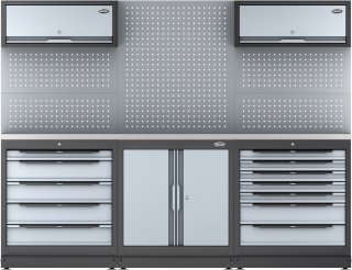 VIGOR Schrankwand-Kombination ∙ Komplett-Paket ∙ Edelstahl ∙ V6000-3P2XL-X ∙ L x B x H: 2588 mm x 526 mm x 1980 mm Bild 12
