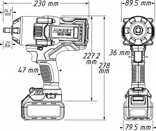 HAZET Akku Schlagschrauber 9212-1000LB/3 ∙ Lösemoment maximal [Nm]: 1400 Nm ∙ 1/2 Zoll (12,5 mm) Vierkant massiv ∙ 3-teilig Bild 6