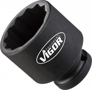 VIGOR Doppelsechskant Schlagschrauber Steckschlüsseleinsatz ∙ kurz ∙ V4477 ∙ 1/2 Zoll (12,5 mm) Vierkant hohl ∙ Außen Doppelsech Bild 1