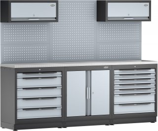 VIGOR Schrankwand-Kombination ∙ Komplett-Paket ∙ Edelstahl ∙ V6000-3P2XL-X ∙ L x B x H: 2588 mm x 526 mm x 1980 mm Bild 11