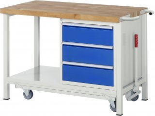 Werkbank mit Fahrgestell 8157 | B1250xT700xH880mm | 3xSchublade-VA Bild 1
