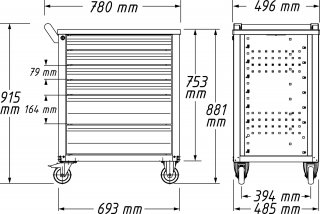 HAZET Werkstattwagen Assistent 177 ∙ Sortiment 177-7/217 ∙ 217-teilig ∙ Schubladen | flach: 6× 79 x 527 x 348 mm ∙ Schubladen | ho Bild 10
