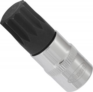 VIGOR Innenvielzahn Schraubendreher-Einsatz ∙ XZN ∙ V6113 ∙ 3/8 Zoll (10 mm) Vierkant hohl ∙ Innen Vielzahn Profil XZN ∙ SW M16 Bild 1