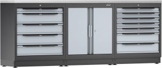VIGOR Schrankwand-Kombination ∙ Starter-Paket ∙ Edelstahl ∙ V6000-3P1XL-X ∙ L x B x H: 2588 mm x 500 mm x 1000 mm Bild 11