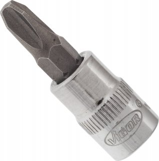 VIGOR Kreuzschlitz Schraubendreher-Einsatz ∙ V2438N ∙ 1/4 Zoll (6,3 mm) Vierkant hohl ∙ Kreuzschlitz Profil PH ∙ SW PH3 Bild 2