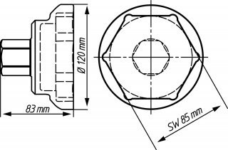 HAZET Nkw Achsmutter-Steckschlüssel 4937-85 ∙ Außen Sechskant Profil ∙ SW 85 mm Bild 3