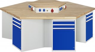 Gruppenwerkbank 492-EA | B2700xT2340xH890mm | 6x2Schubladen-VA | 6x1Tür Bild 1
