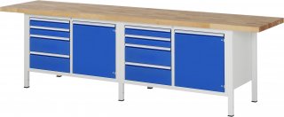 Werkbank höhenverstellbar 8470A2 | B3000xT700xH840-1040mm | 8xSchublade-VA | 2xTür Bild 1