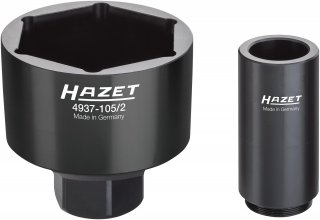 HAZET Nkw Achsmutter Steckschlüsseleinsatz Satz DAF ∙ RENAULT ∙ Volvo 4937-105/2 ∙ 1 Zoll (25 mm) Vierkant hohl ∙ Außen Sechskan Bild 1