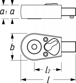 HAZET Bit Einsteck-Umschaltknarre 6408-1 ∙ 9 x 12 mm Einsteck-Vierkant massiv ∙ 5/16 Zoll (8 mm) Sechskant hohl ∙ Länge: 61 mm Bild 2