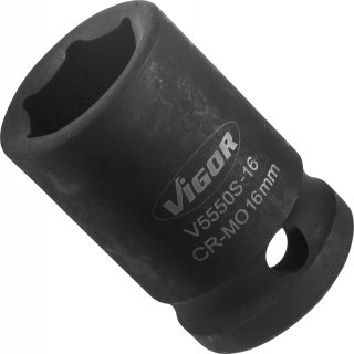 VIGOR Schlagschrauber Steckschlüsseleinsatz ∙ kurz ∙ V5550S-16 ∙ 1/2 Zoll (12,5 mm) Vierkant hohl ∙ Außen Sechskant Profil ∙ SW  Bild 3