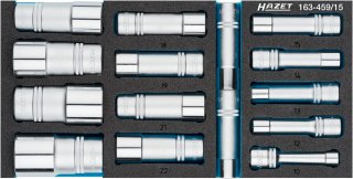 HAZET Steckschlüsseleinsatz Satz 163-459/15 ∙ 1/2 Zoll (12,5 mm) Vierkant hohl ∙ Außen Sechskant-Tractionsprofil ∙ 15-teilig ∙ 1 Bild 1