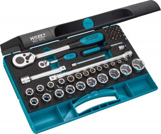 HAZET Steckschlüssel Satz 953SPC ∙ 1/4 Zoll (6,3 mm) Vierkant hohl | 1/2 Zoll (12,5 mm) Vierkant hohl ∙ Außen Sechskant-Tractions Bild 1