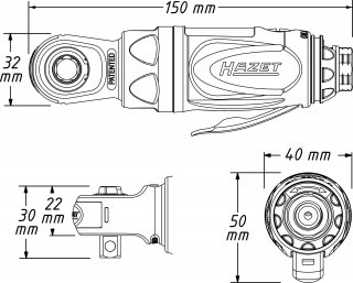 HAZET Mini Ratschenschrauber 9021P-2 ∙ 3/8 Zoll (10 mm) Vierkant massiv ∙ Länge: 150 mm Bild 5
