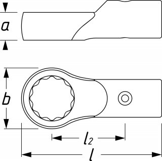 HAZET Aufsteck-Ringschlüssel 6630A-36 ∙ Rundaufnahme ⌀ 21 / 26 mm ∙ Außen Doppelsechskant Profil ∙ SW 36 mm Bild 2