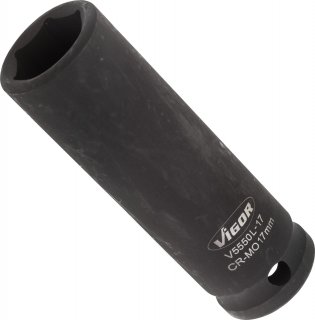 VIGOR Schlagschrauber Steckschlüsseleinsatz ∙ lang ∙ V5550L-17 ∙ 1/2 Zoll (12,5 mm) Vierkant hohl ∙ Außen Sechskant Profil ∙ SW  Bild 3