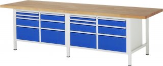 Werkbank höhenverstellbar 8476A2 | B3000xT900xH840-1040mm | 14xSchublade-TA Bild 1
