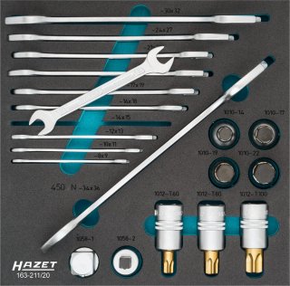 HAZET Schraubenschüssel- / Steckschlüsseleinsatz Satz 163-211/20 ∙ 3/4 Zoll (20 mm) Vierkant hohl ∙ Außen Sechskant Profil | Inne Bild 1