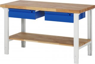 Werkbank 7002I7 | B1500xT700xH790-1140mm | Ablageboden Buche | 2xSchublade-TA Bild 1