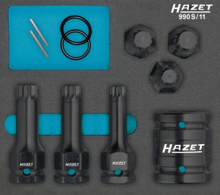 HAZET Schlag- | Maschinenschrauber Schraubendreher-Steckschlüsseleinsatz Satz 990S/11 ∙ 3/4 Zoll (20 mm) Vierkant hohl | 1/2 Zoll  Bild 4
