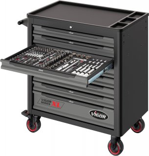 VIGOR Werkstattwagen Series XL ∙ Kunststoff-Arbeitsplatte ∙ mit Sortiment ∙ V5434 ∙ 499-teilig ∙ Anzahl Werkzeuge: 499 Bild 7