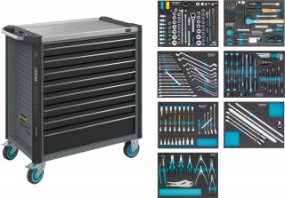 HAZET Werkstattwagen Assistent 179NXL ∙ Sortiment 179NXL-8-VW/243 ∙ 243-teilig ∙ Schubladen | flach: 7× 81 x 696 x 398 mm ∙ Schub Bild 1